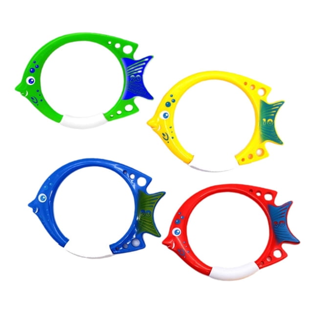 HILABEE Diving Fish Ring Toys Fun Training Equipment Swimming Pool Toys for Children 4 Diving Fish Rings