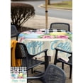thumbnail image 4 of Easter Outdoor Tablecloth - 60x60 Inch Square Dining Table Cover, Spring Watercolor Bunny Eggs Flowers Black Plaid Waterproof Outdoor Table Cloth with Umbrella Hole & Zipper for Picnic/Patio/Party, 4 of 7