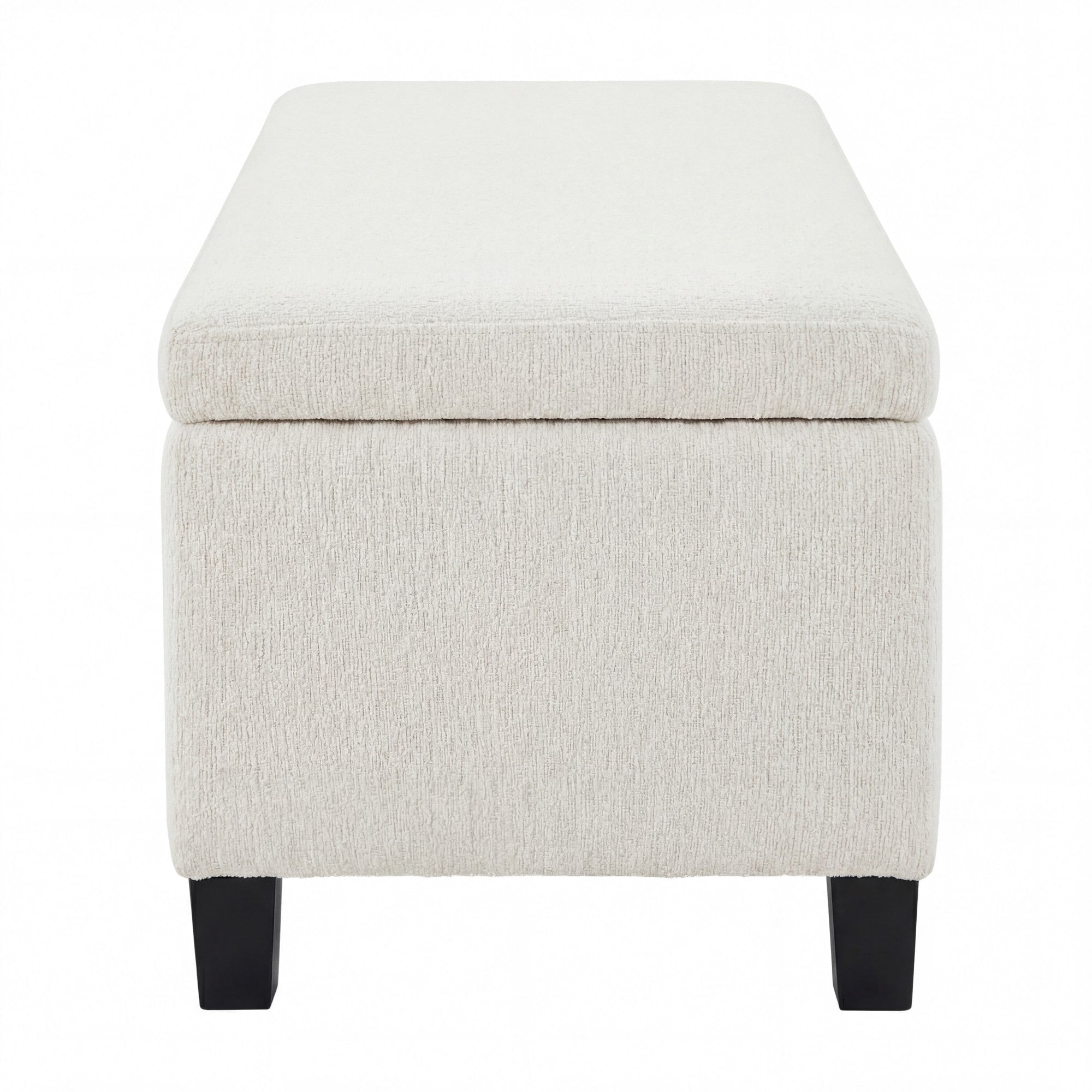 Sailvan 51" Upholstered Storage Ottoman Bench Boucle Entryway Bench with Wood Legs,End of Bed Seating for Bedroom,300lbs Cap White