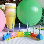 Angle View: Vintage Animal Train Candle holder Set Cake Topper Birthday Shower Circus Carnival Blue Candles