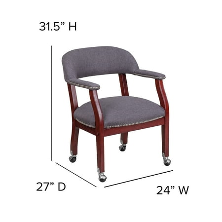 Flash Furniture Sarah Gray Fabric Luxurious Conference Chair with Accent Nail Trim and Casters