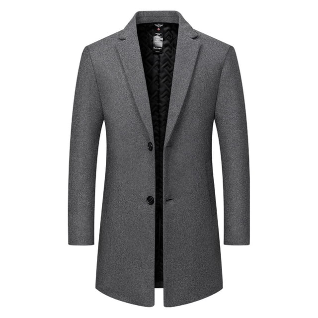 Mens Solid Color Mid Length Business Casual Long Sleeved Lapel Suit Jacket