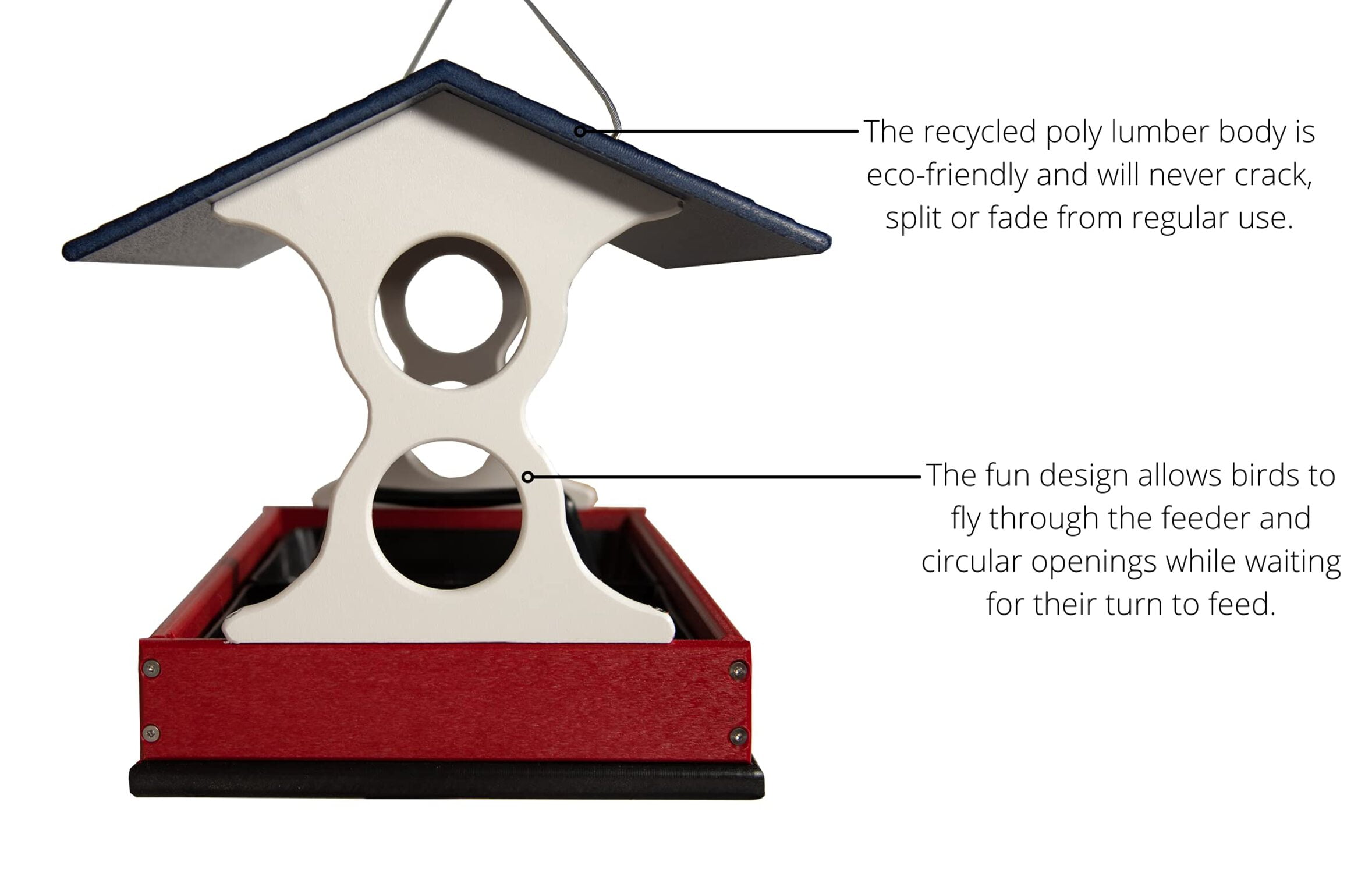 JCs Wildlife Large Fly Thru Bird Feeder (Patriotic, Feeder Only)