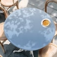 thumbnail image 2 of Blue Striped Round Tablecloth, Fitted Table Cover with Elastic for 55"-60" Round Tables, Modern Minimalist Ombre Vertical Stripes Table Cloth Outdoor Indoor Dinning Party Waterproof Tablecloths, 2 of 7