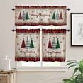 thumbnail image 2 of Merry Christmas Tree Kitchen Curtains and Valances Set, Red Black Plaid Snowflake Winter Vintage Rod Pocket Window Valance Window Curtain Panels for Living Room Bedroom Laundry, 27.5x36in, 3 Pieces, 2 of 7