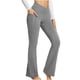thumbnail image 2 of Leggings acampanados para mujer, pantalones de yoga - Tejido elástico en 4 direcciones con bolsillos laterales - Cintura en forma de V para fitness/ropa informal, 2 of 7