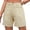 Khaki, variant on Denim Shorts for Women Trendy Mid Waisted Bermuda Jean Shorts Causal Fringe Hem Summer Beach Jorts with Pocket Khaki XS