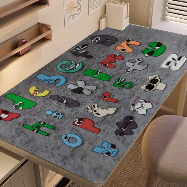 Alphabet Lore alfombrilla de escritorio/mesa extra-grande con base antideslizante de cuero y diseño temático; versátil para escritorios de ordenador, mesas de comedor, etc.60*110cm