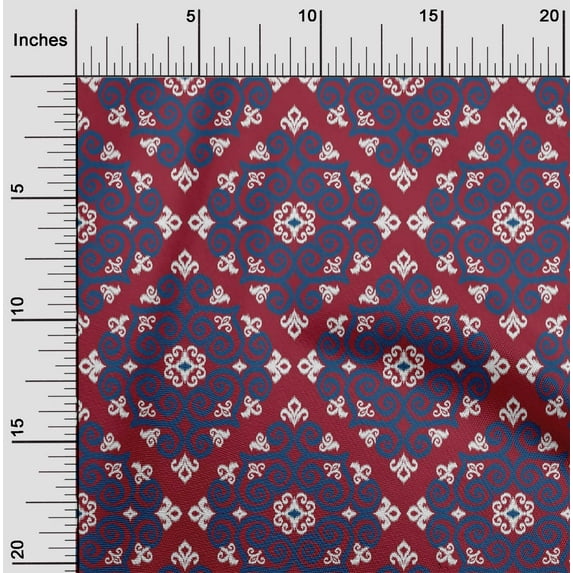 oneOone Cotton Poplin Fabric Swirl Ikat Printed Craft Fabric BTY 56 Inch Wide