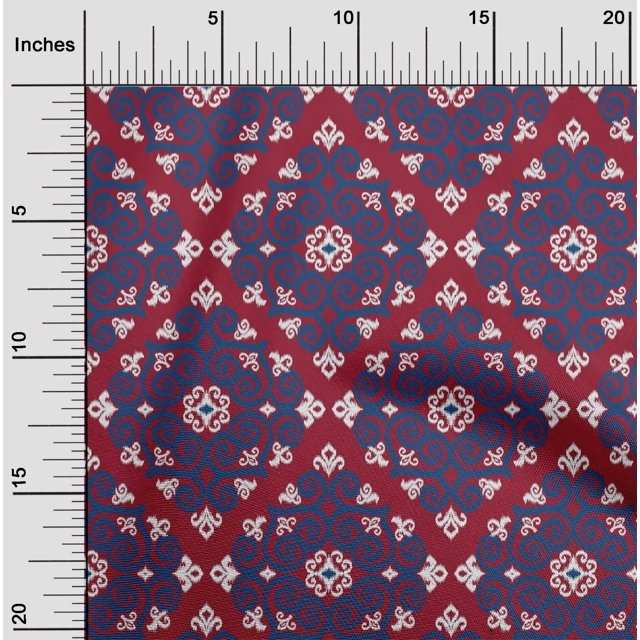 oneOone Tissu Polyester Lycra Imprimé Tourbillon Ikat pour Couture, Largeur 56 Pouces