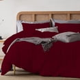 thumbnail image 4 of 1 Pcs Duvet Cover 100% Egyptian Cotton 1000 Thread Count with Zipper Closure & Corner Ties - Full/Queen Size (90" x 90") Inch, Burgundy Stripe, 4 of 5