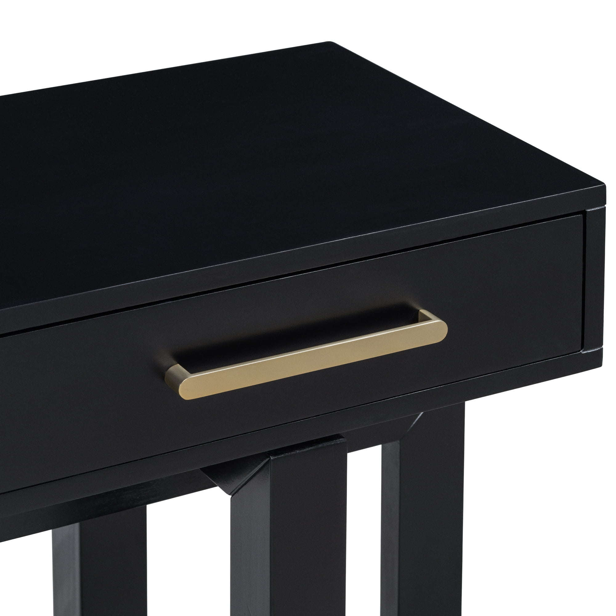 EUROCO 57" Long Console Table,Wood Sofa Table for Entryway with 3 Drawers for Living Room Hallway Foyer Office,Black