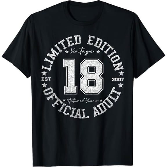 Greenink Funny Official Adult 18 Year Old Gifts Vintage 2007 18th Birthday Gifts Men Women Girls Boys Tees T-Shirt