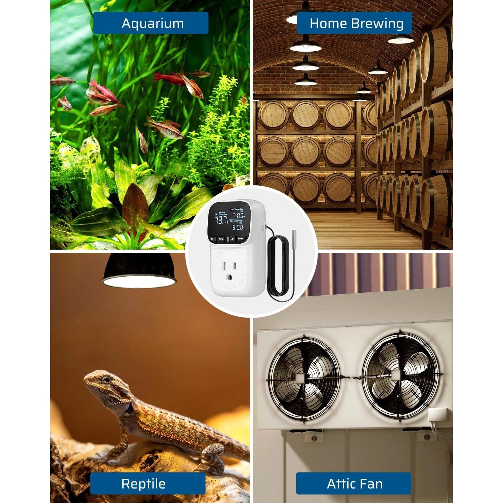 GUYUTING Digital Temperature Controller For Home Brewing Incubators 16A 1800W Heating Cooling VA Display Power Memory