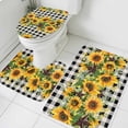 thumbnail image 3 of Sunflower Bath Mat 3 Piece Bathroom Rug Set, Rustic Brown Country Star Black Checkered Non Slip Bath Rug Contour Mat and Toilet Lid Cover, Absorbent Shower Mats Soft Bath Rugs and Mats Sets, 3 of 8