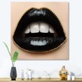 thumbnail image 2 of Designart ' Woman Lips With Black Lipstick & A Gold Chain ' Modern Canvas Wall Art Print, 2 of 4