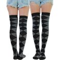 thumbnail image 3 of ToBeInStyle Women's Argyle Over the Knee Socks - Grey, 3 of 7