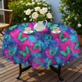 thumbnail image 4 of Butterfly and Teal Pink Pattern Round Tablecloth 60"x60", Wrinkle Resistant Wipeable Table Cover for Kitchen Dining Room Picnic Patio and Party, 4 of 6