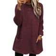 thumbnail image 1 of LUXUR T-Shirt en Molleton Doux pour Femmes, Ample, Rouge Brique, TG, 1 of 2
