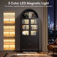 thumbnail image 4 of Cottinch 71" Tall Arched Bookshelf, Wood Display Cabinet with Glass Doors and Adjustable Shelves & LED Lights, Black, 4 of 11