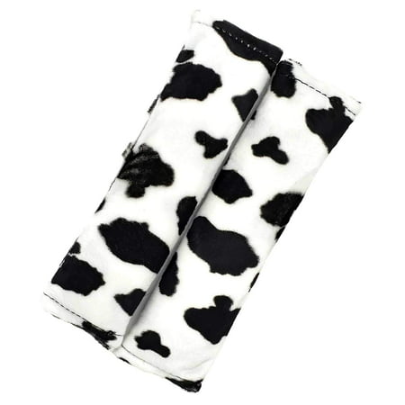 LavoHome Soft Plush Seat Shoulder Belt Pads with Velcro Strap-Cow Print,One