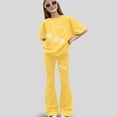 thumbnail image 2 of Toddler Jogger Pants Set Girls 2 Piece Outfits Short Sleeve Tops & Flared Pants Kids Teen Trendy Summer Clothing Set, Size 7-14 Years, 2 of 4