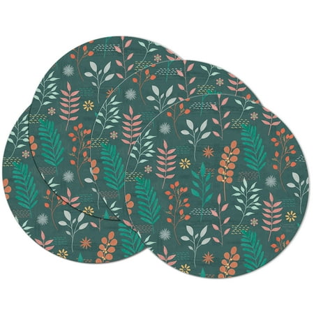 

CounterArt Fresh Petals 4 Pack Round Reversible Easy Care Flexible Plastic Placemat 13.5 Diameter