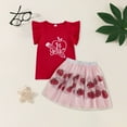thumbnail image 2 of KPOPLK Toddler Baby Girl First Day Of School Outfits Ruffle Kindergarten Ribbed Knit Shirt + Tutu Skirt Set(S#-Wine,6-7 Years), 2 of 7