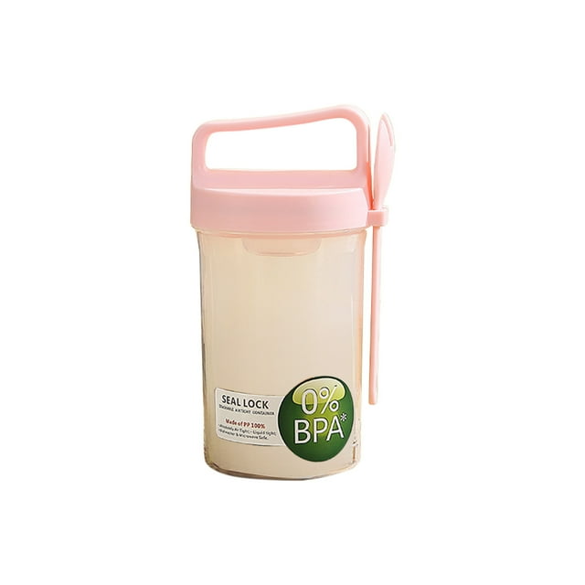 Cereales de Desayuno Frío Copa de Viaje de Avena Durante la Noche, Plástico Verde 5x5x19cm con Bandeja de Hielo Desmontable de Cuchara para Ensalada de Yogur Copa de Cereales Portátil