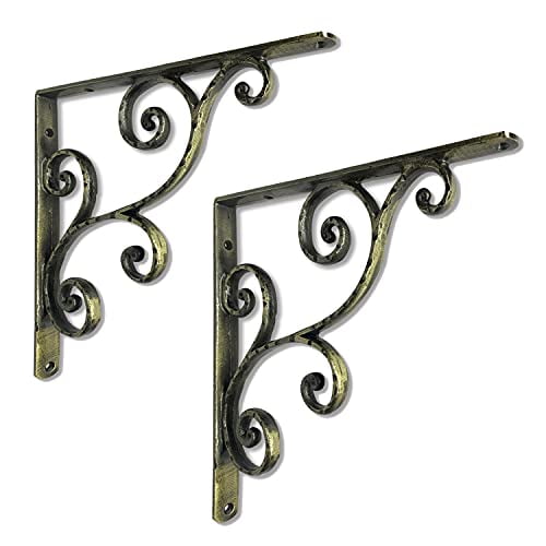 NACH Hammered Finish Victorian Cast Iron Shelf Bracket, Heavy Duty