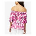 thumbnail image 2 of Rachel Roy Womens Floral Chiffon Knit Blouse, Purple, Medium, 2 of 5