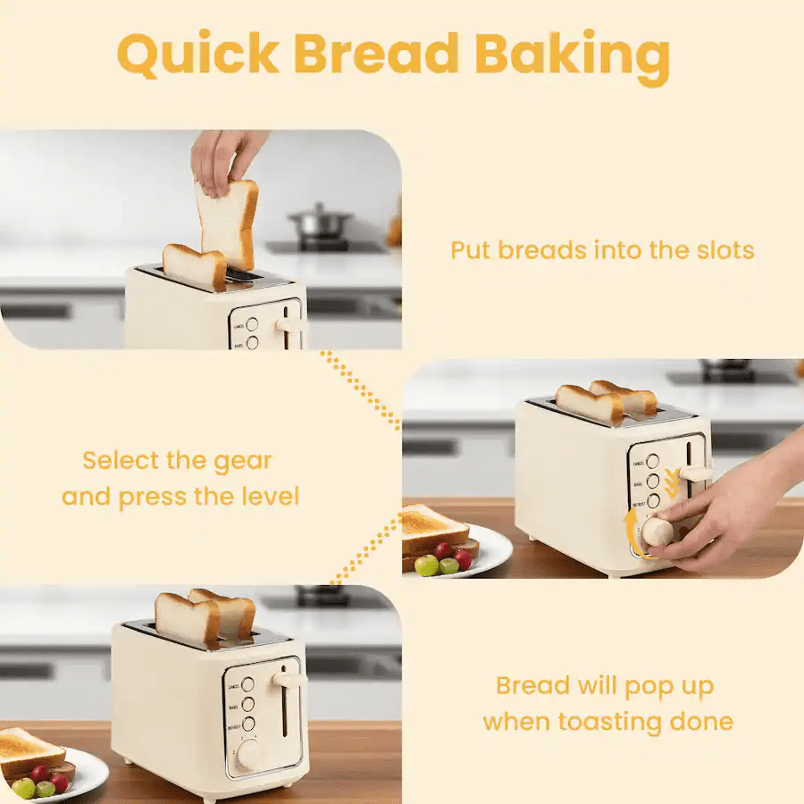 Maircle 2 Slice Toaster, Mini Bread Toaster With Extra Wide Slots,6 Browning Settings, Defrost/Cancel/Bagel Button For Bagels, Waffles, Bread