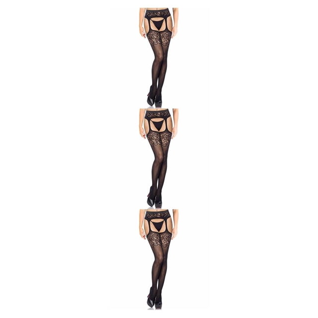 ZLight Bas Résille Lingerie Bas Fins Aguichant Mode Dentelle Jeux de Boîte de Nuit Collants pour Dames 3Ensemble