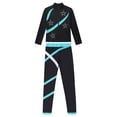 thumbnail image 3 of Yhong Kids Girls 2Pcs Figure Skating Training Suit Ice Skating Jacket with Practice Leggings Ice Skating Pants Set Blue Green 6, 3 of 5