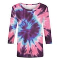 thumbnail image 4 of VgaVtl Womens T Shirts Graphic Long Sleeve Pink Women's Tops Loose Print Tie-Dye Casual Tops, 4 of 5