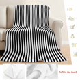 thumbnail image 5 of Black White Stripe Blanket Soft Cozy Warm Throw Blanket for Couch, Plush Fuzzy Flannel Fleece Blankets for Sofa, Modern Minimalist Geometric Striped Bed Blankets Lightweight Gifts for Women, 40"x60", 5 of 9