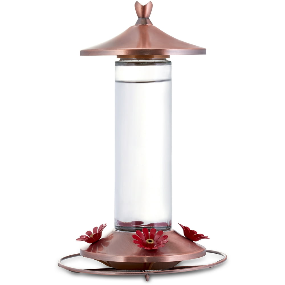 PerkyPet 12 oz Elegant Copper Glass Hummingbird Feeder