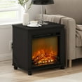 thumbnail image 4 of Furinno Jensen Electric Fireplace End Table with Wheels, Americano, 4 of 9
