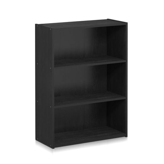 Furinno Pasir Engineered Wood 3-Tier Open Shelf in Americano Black