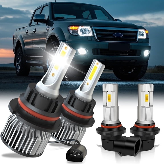 For Ford Ranger 2001-2011 LED Headlight Bulbs 9007 High/Low Beam 9145 Fog Light 6000k 4pcs