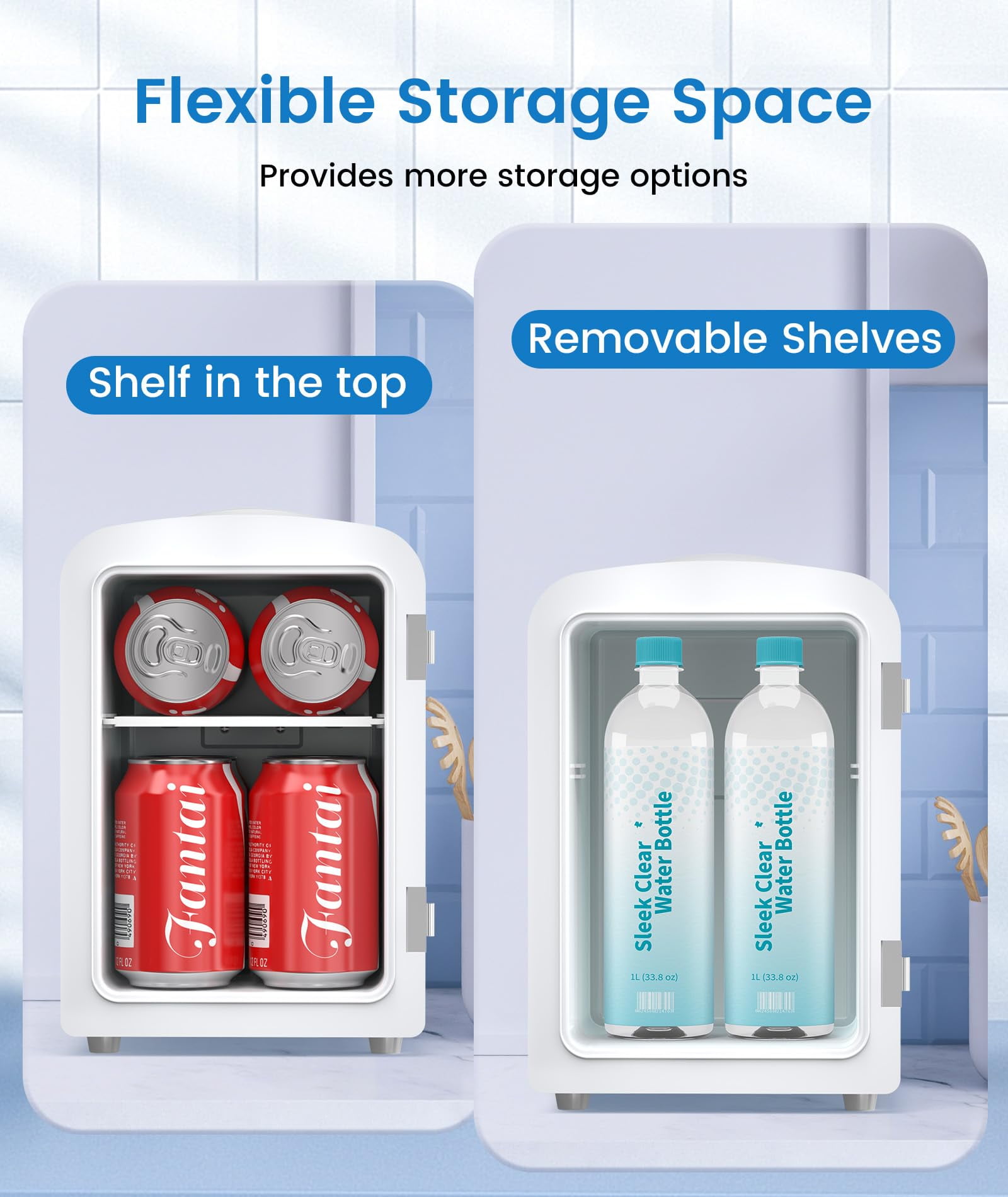 FREE VILLAGE Mini Fridge for Bedroom,Small Compact Refrigerator for Drom Car Office,4L /6 Cans Beverage Cooler for Food,Portable Skincare Cosmetics Makeup Fridge with Chiller No Freezer - White
