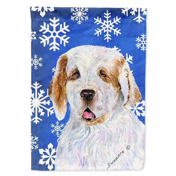 Clumber Spaniel Winter Snowflakes Holiday Garden Flag