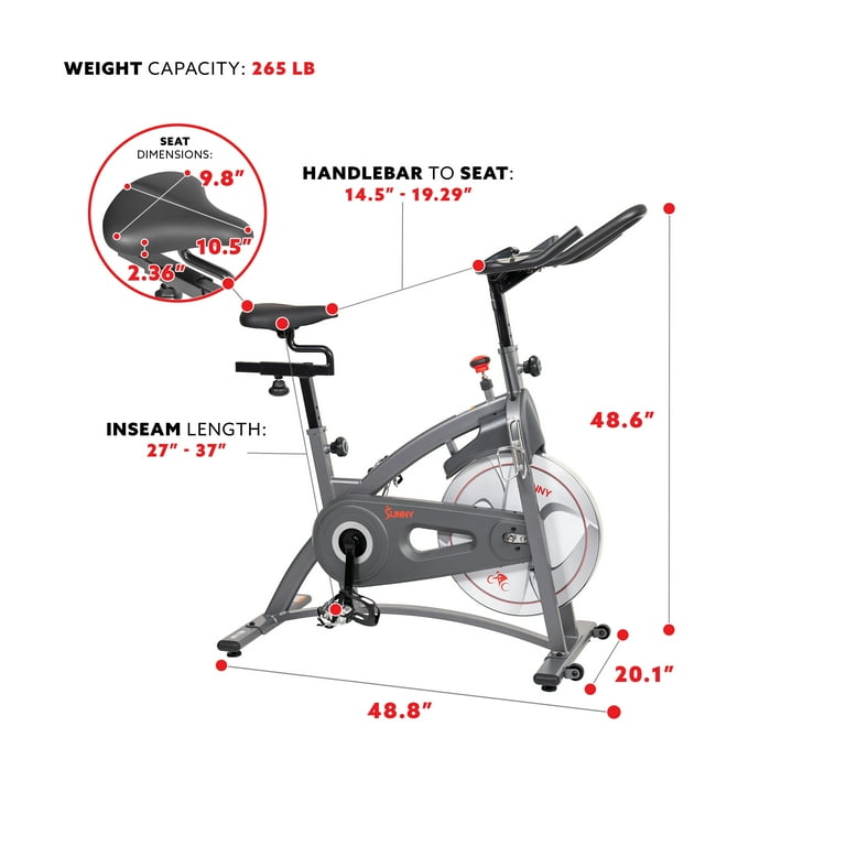 Sunny Health Fitness Endurance Magnetic Belt Drive Indoor Cycle Exercise Bike for Stationary Cardio w Free SunnyFit App Membership SF B1877 Walmart