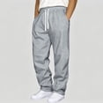 thumbnail image 2 of GXWEA Men's Sweatpants Men High Waist Solid Straight Sweat Pants Elastic Drawstring Windproof Spring Loose Knit Trousers（Light Gray，XXL）, 2 of 7