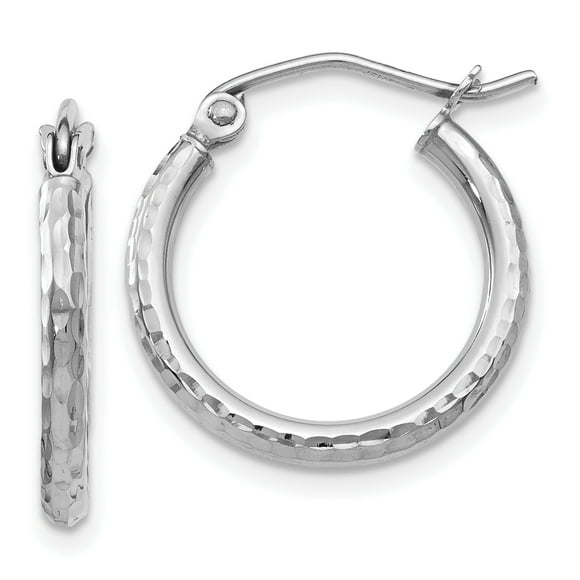 Leslie's Boucles d'Oreilles Créoles Articulées en Or Blanc 10k en Diamant 10LE133