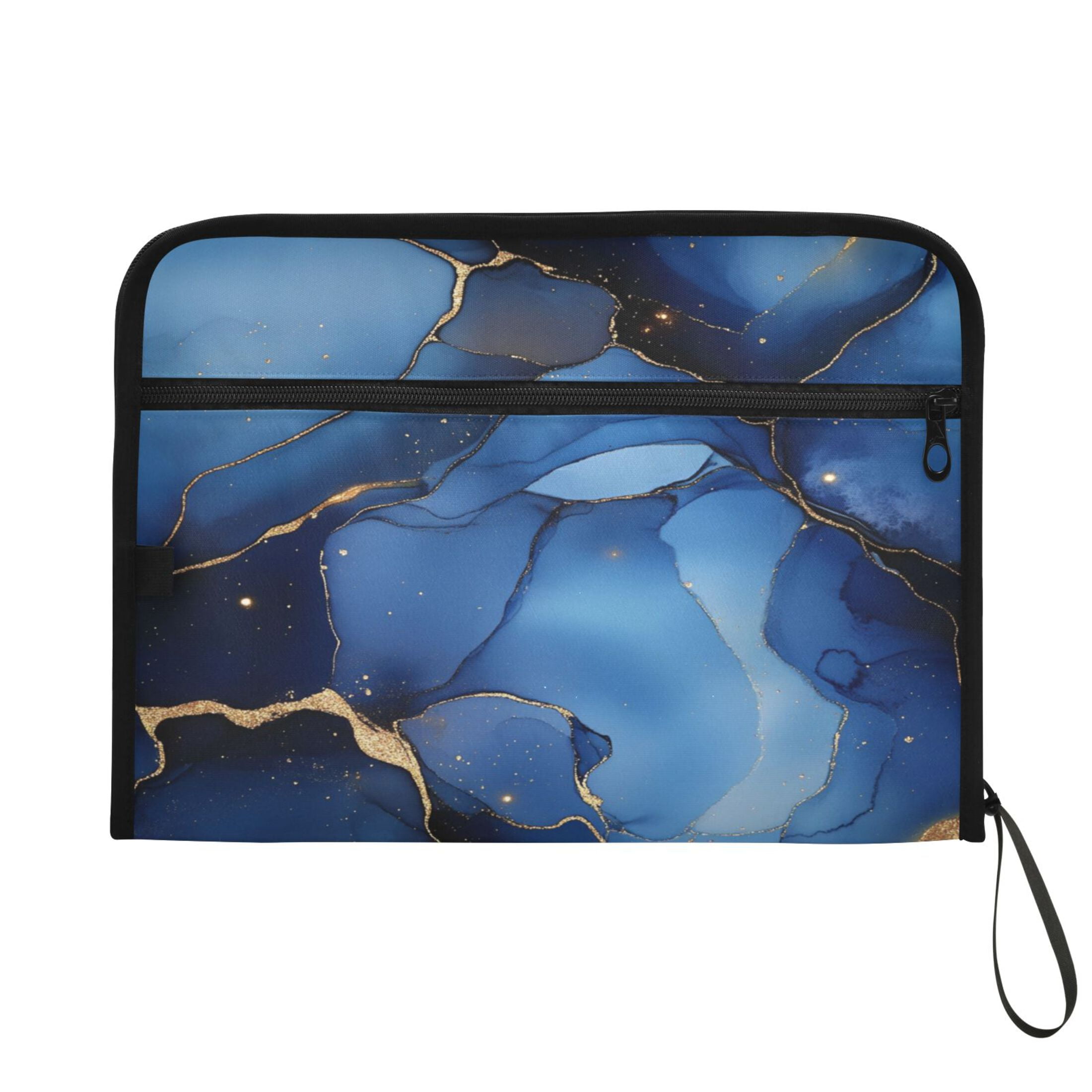 WOBOGO Gilt Navy Blue Marbles Expanding File Folder Letter Size Accordion Filing Organizer 13 Pocket Separate Organ Pocket