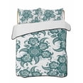 thumbnail image 2 of Teal Green Flower Twin XL Size Down Alternative Comforter, Lightweight Comforter Quilt Bedding Set with Pillow Shams Abstract Vintage Ethnic Floral All Seasons Bed Comforter Duvet Insert 68"x98", 2 of 7