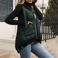 thumbnail image 3 of Womens Puffer Vests Sleeveless Casual Loose Fitted Winter Warm Lightweight Stand Collar down Jacket Color Block Coats New Women's Vests Jacket Black XL, 3 of 9