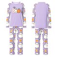 thumbnail image 4 of Halloween Family Matching Pajamas Sets, Halloween Ghost Bowknot Lovely Family Loungewear, Bat Skull Seasonal PJS Sleepwear, Halloween Soft Home Relaxing Night Clothes Loungewear, 4 of 4