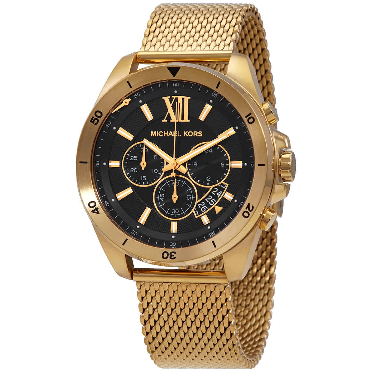 Michael Kors Brecken Chronograph Analog Black Dial Rose Gold Steel Strap Watch For Women - MK8563